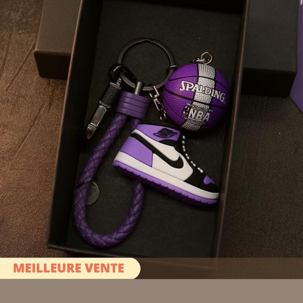 PT1839 - Porte-Clés / Bijou de Sac - Basket Sneaker Rouge avec Ballon et  Poignée Sports