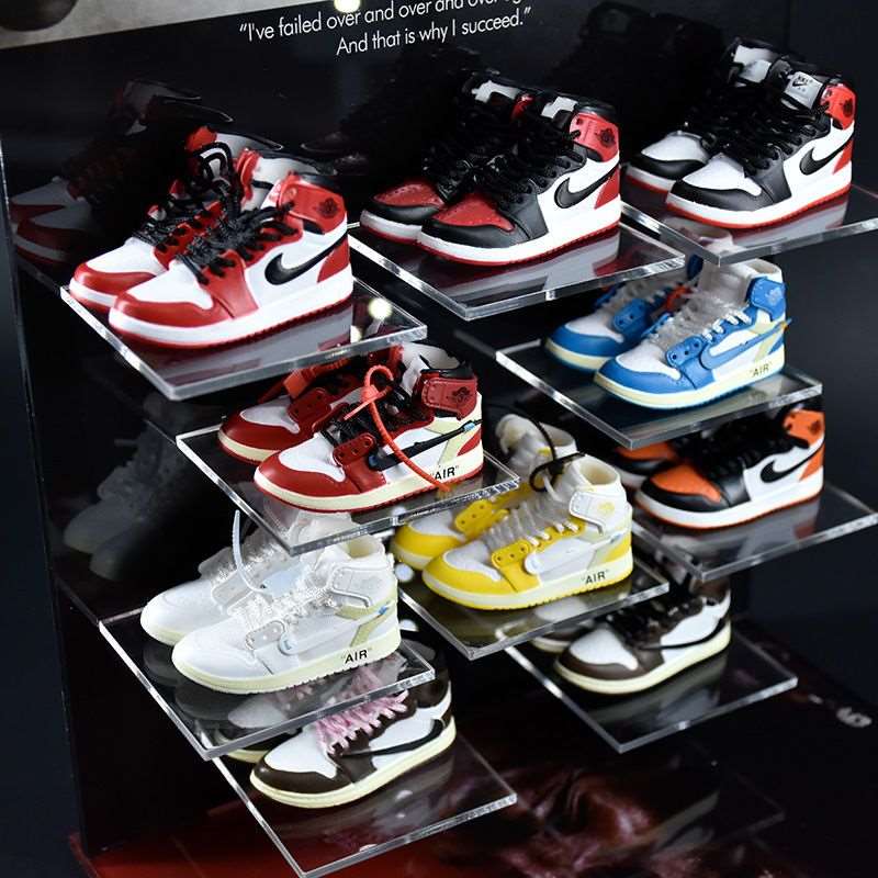 Nouveau présentoir acrylique Ensemble 10 paires mini AJ baskets 3D Collection | Décoration intérieure
