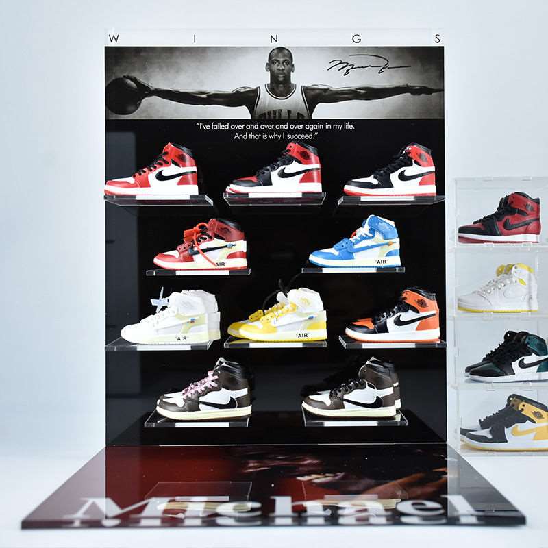 Nouveau présentoir acrylique Ensemble 10 paires mini AJ baskets 3D Collection | Décoration intérieure