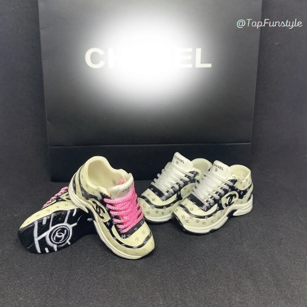 Mini sneakers CC Sport Chic comparaison lacets roses et blancs - print CC