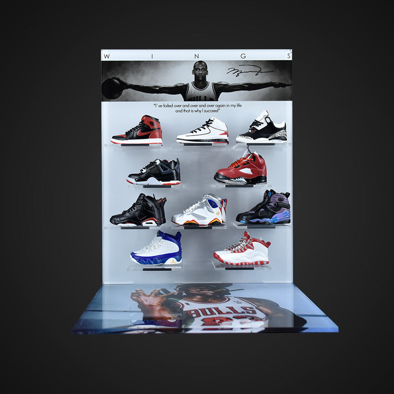 Nouveau présentoir acrylique Ensemble 10 paires mini AJ baskets 3D Collection | Décoration intérieure