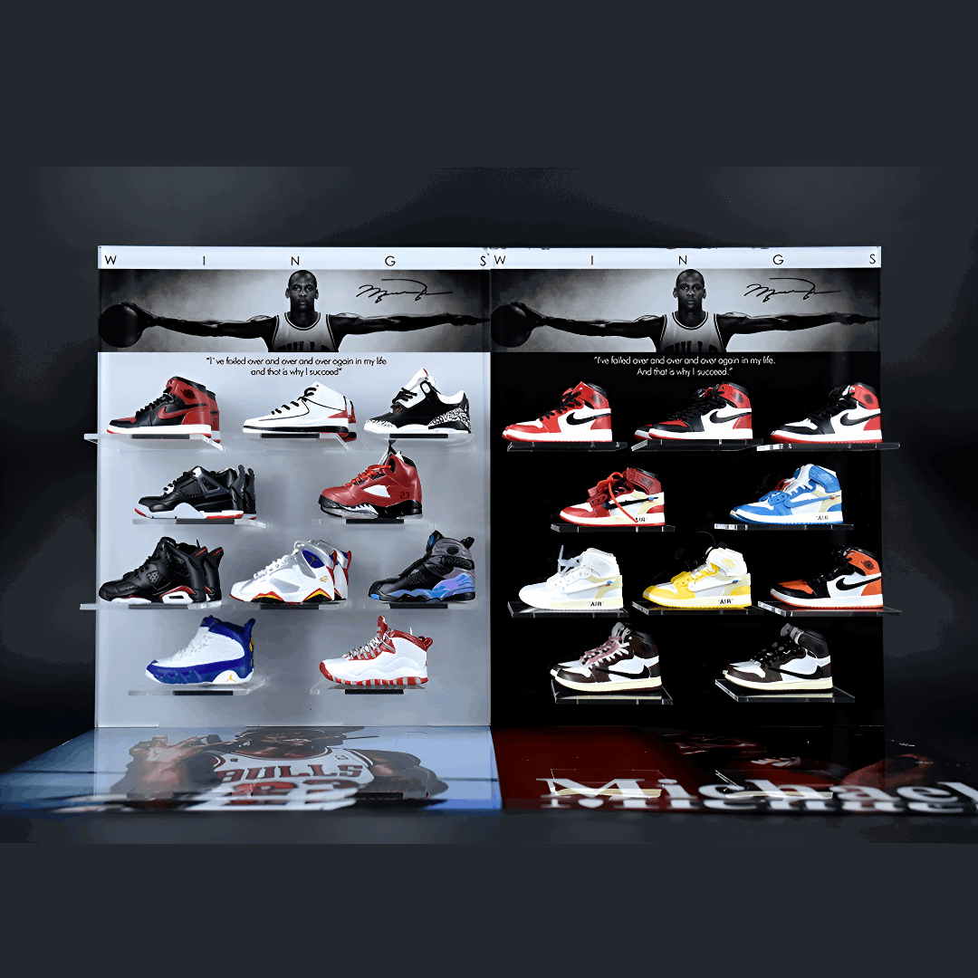 Nouveau présentoir acrylique Ensemble 10 paires mini AJ baskets 3D Collection | Décoration intérieure